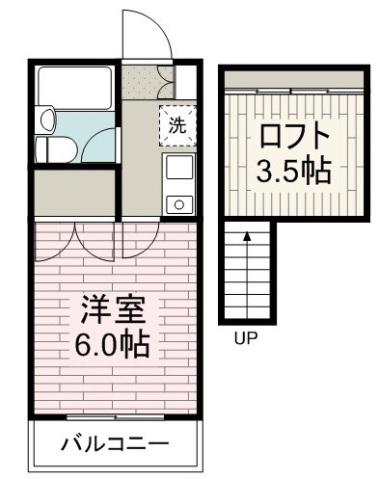 リエス川越岸町(1K/2階)の間取り写真
