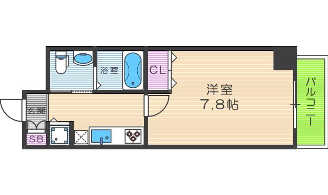 フォレスタ長居(1K/4階)の間取り写真