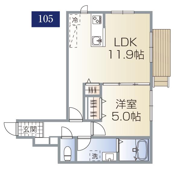 CS GARDEN武蔵境(1LDK/1階)の間取り写真