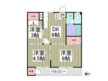 レイフ三郷(3SDK/3階)の間取り写真