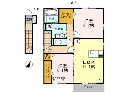 コモド・カーサ(2LDK/2階)の間取り写真