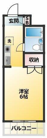 ベルメゾン片岡(1K/2階)の間取り写真