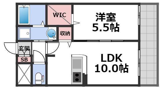 THE TERRACE 天王寺MK(1LDK/6階)の間取り写真