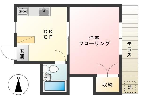 シャトー青木(1DK/1階)の間取り写真