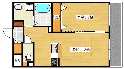 ROSSO庚午(1LDK/2階)の間取り写真