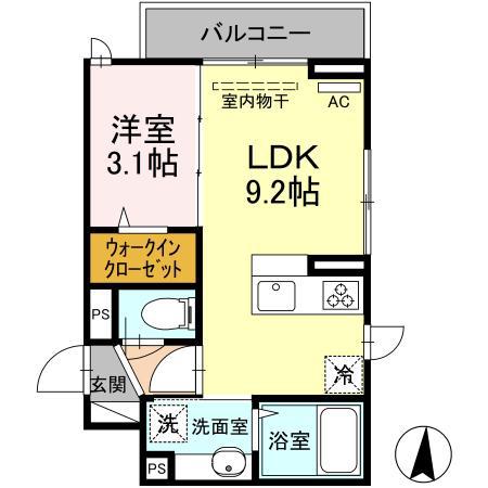 アンジュール南六郷(1LDK/3階)の間取り写真