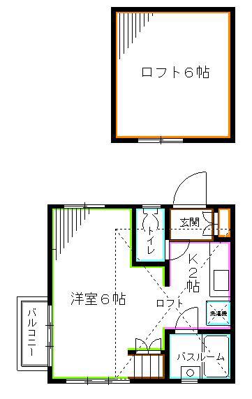 アムール阿佐ヶ谷弐番舘(1K/2階)の間取り写真