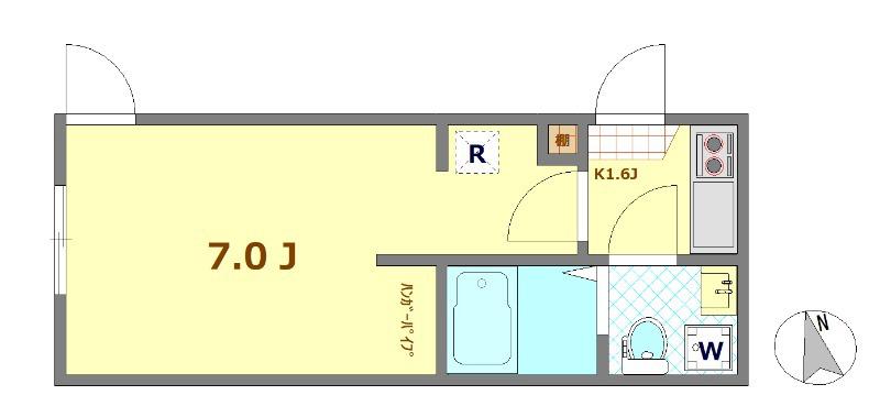 ソラ西国立(1K/3階)の間取り写真