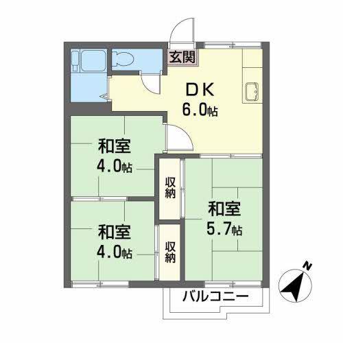 スカイハウス(3DK/2階)の間取り写真