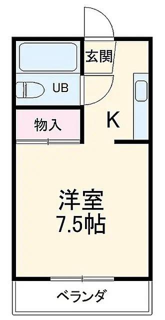 アーバニーハイム磯部(1K/1階)の間取り写真