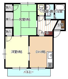 リバティハイツ(2DK/2階)の間取り写真