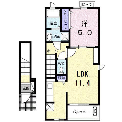 ノアズ アーク(1LDK/2階)の間取り写真