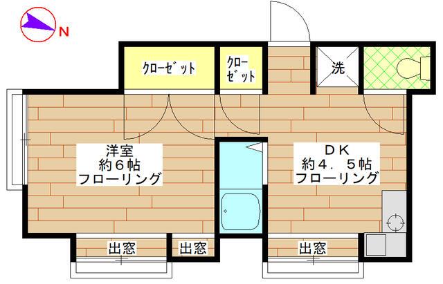 ハイツ石川(1DK/2階)の間取り写真