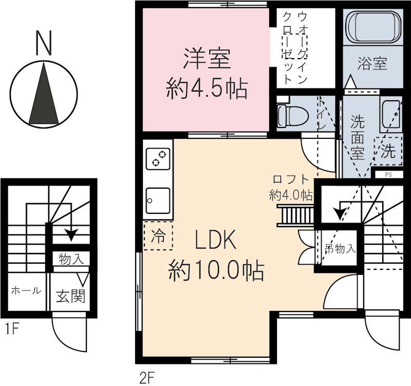 LUCE DEL SOLE(1LDK/2階)の間取り写真