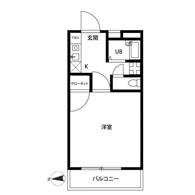 アムール下溝(1K/2階)の間取り写真