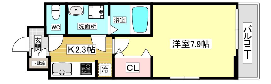 グレイスヒルズ ウエガハラI(1K/2階)の間取り写真