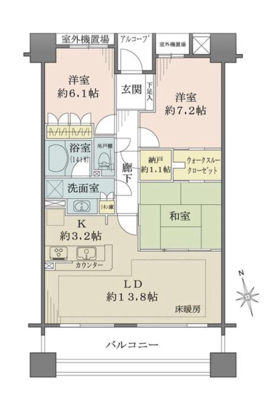 リーデンススクエア大垣駅前通(3LDK/9階)の間取り写真