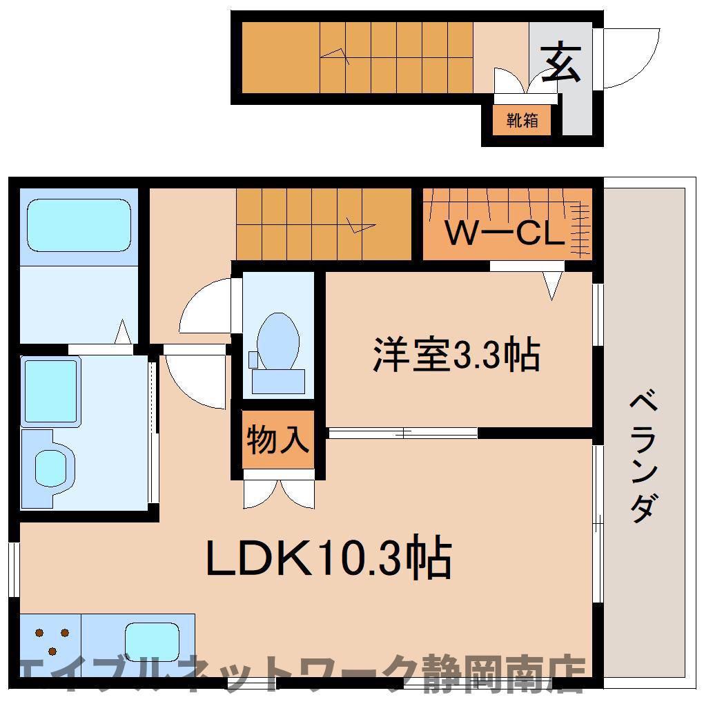 メゾンミーツA(1LDK/2階)の間取り写真