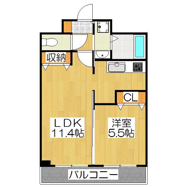 サンクチュアリ二条城Ⅱ(1LDK/7階)の間取り写真