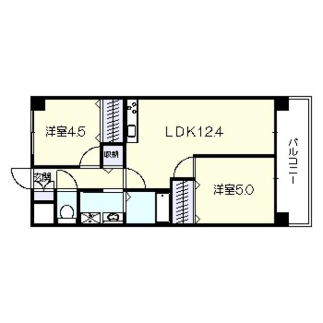 プランドール北花田(2LDK/4階)の間取り写真