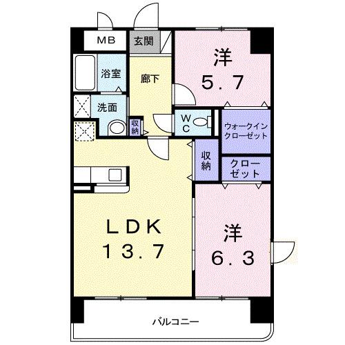 デイドリーム(2LDK/5階)の間取り写真