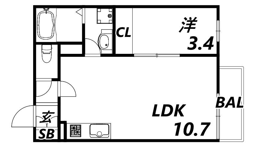 リブレメゾン東鳴尾I(1LDK/2階)の間取り写真