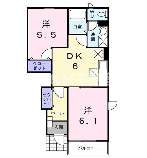 エクセレントハイム(2DK/1階)の間取り写真
