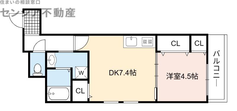 フジパレス鶴見VI番館(1DK/2階)の間取り写真