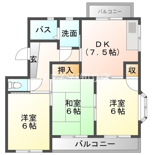 プレミール横山(3DK/2階)の間取り写真