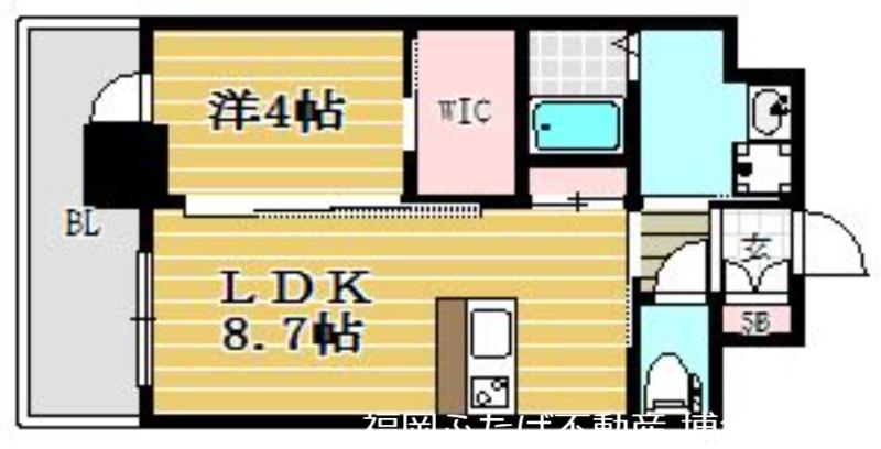 ラファセグランビア博多(1LDK/6階)の間取り写真
