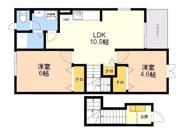 エスティディップス(2LDK/2階)の間取り写真