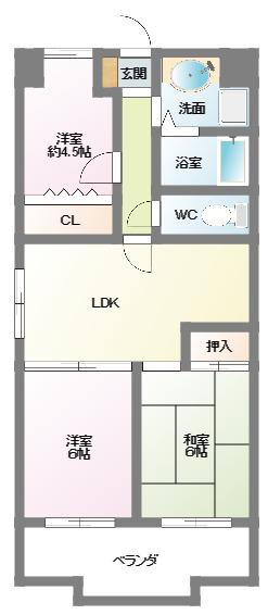 クレセントコート(3LDK/2階)の間取り写真