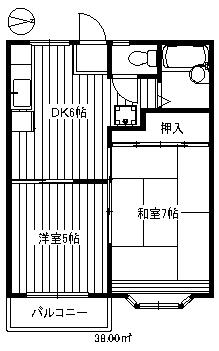 氷川台コーポ(2DK/2階)の間取り写真
