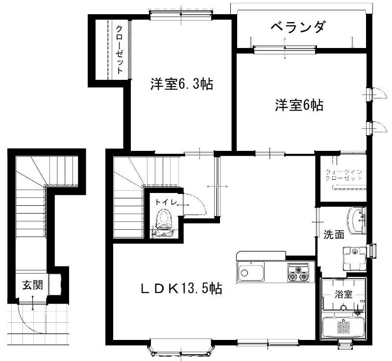 ヴィラコート和田2号地(2LDK/2階)の間取り写真