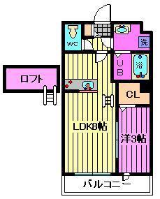 ガーデンヒルズ宮原(1LDK/3階)の間取り写真