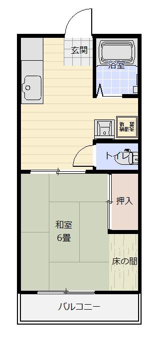 ハイツ大内 C棟(1DK/2階)の間取り写真