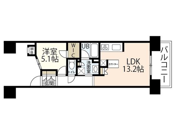 ザ・広島フロント(1LDK/6階)の間取り写真