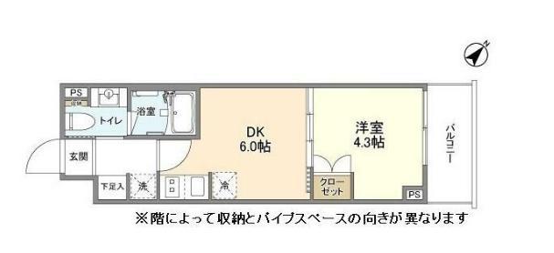 YSレジデンス代田橋(1DK/4階)の間取り写真