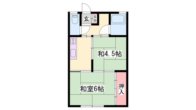 松和荘(2K/2階)の間取り写真