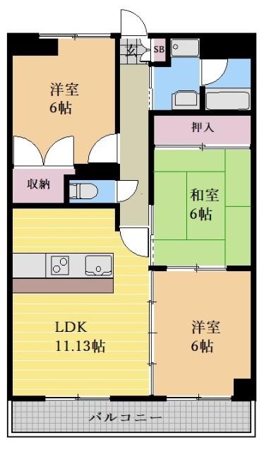 藤苑北山(3LDK/4階)の間取り写真