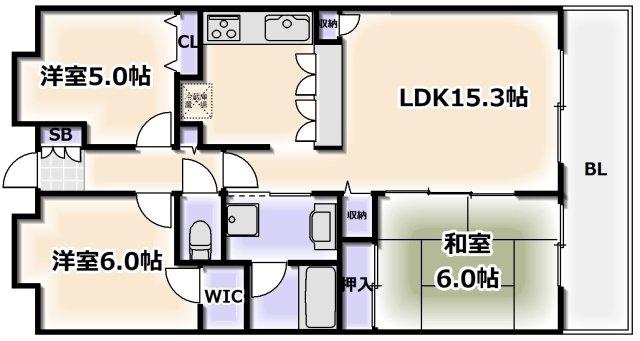 コスモ昭和町(3LDK/5階)の間取り写真