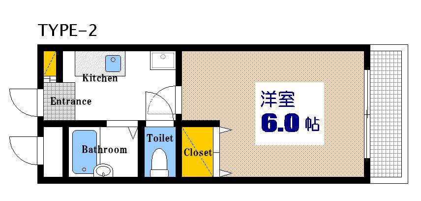 TWO ONEビル(1K/3階)の間取り写真