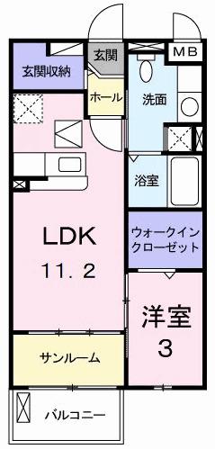 サンリットヒルみづき(1LDK/1階)の間取り写真