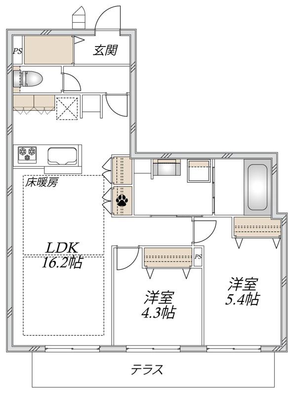 LE NOIR(2LDK/1階)の間取り写真