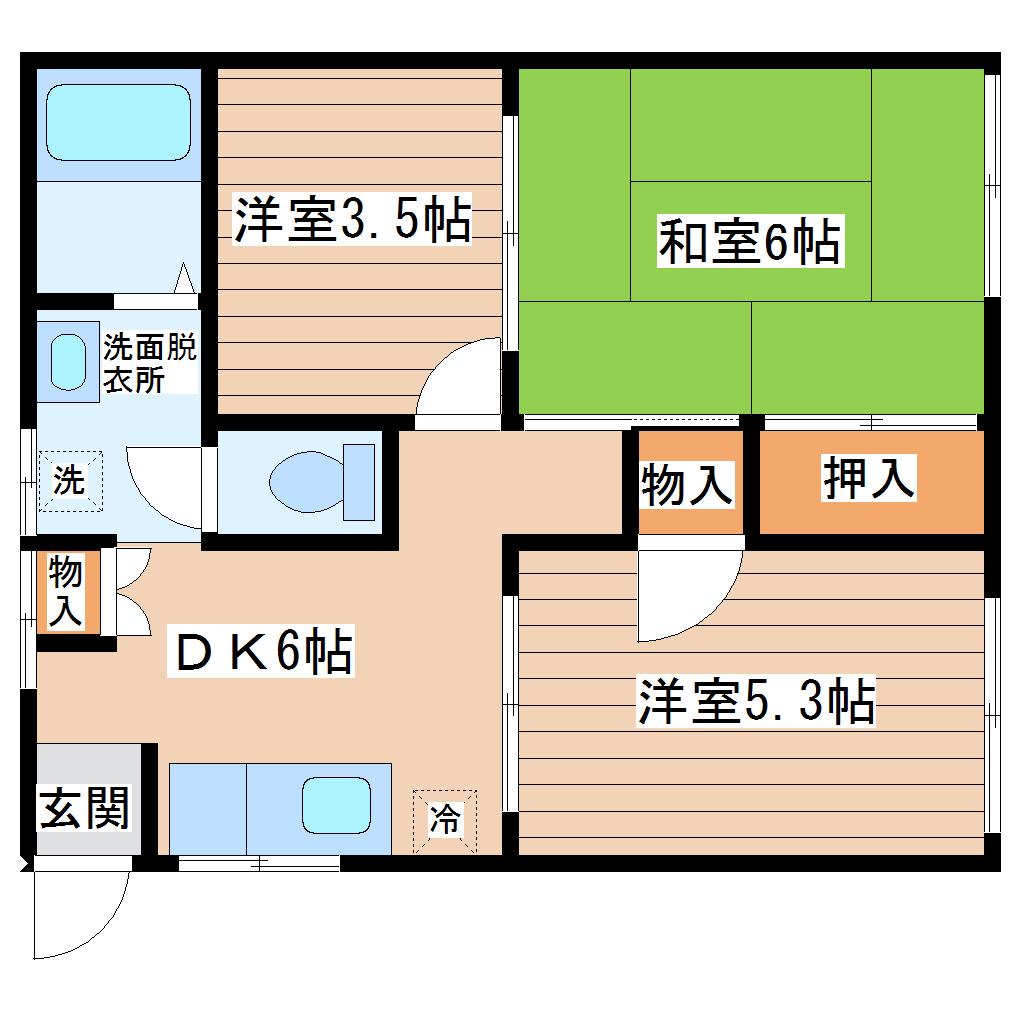 富士見ハイムA(3DK/2階)の間取り写真