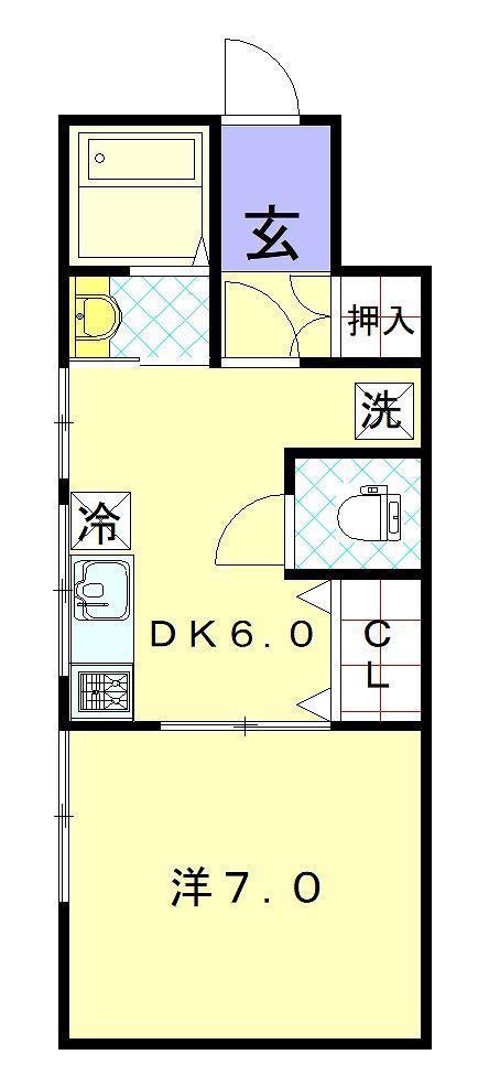 水田ビル(1DK/1階)の間取り写真
