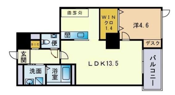 S-FORT警固タワー(1LDK/8階)の間取り写真