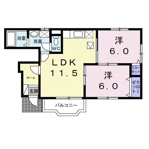 カシオペア(2LDK/1階)の間取り写真