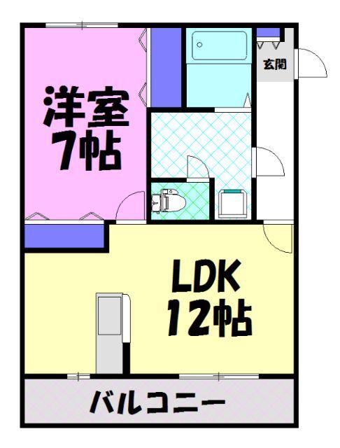 ヴィアステージ清原台A(1LDK/2階)の間取り写真