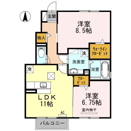 ソレイユ(2LDK/1階)の間取り写真